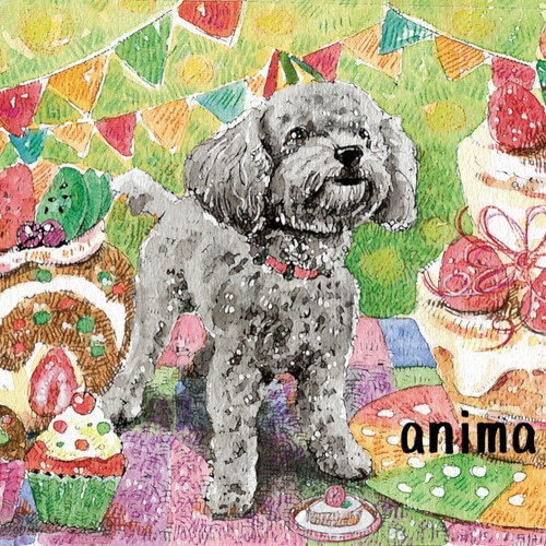 【原画】『道化師セシル』（犬 トイプードル 絵画　パステル画） 原画】『道化師セシル』（犬 トイプードル 絵画 パステル画