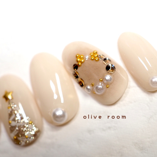 クリスマスネイル＊クリスマスツリー＊クリスマスリース＊大人可愛い