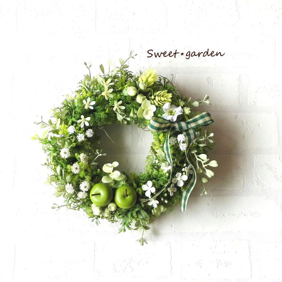 ◆リースブーケ◆&ブートニア◇white  &　green◇◇◇ eb34af5f5d7d14882a03bbca070411