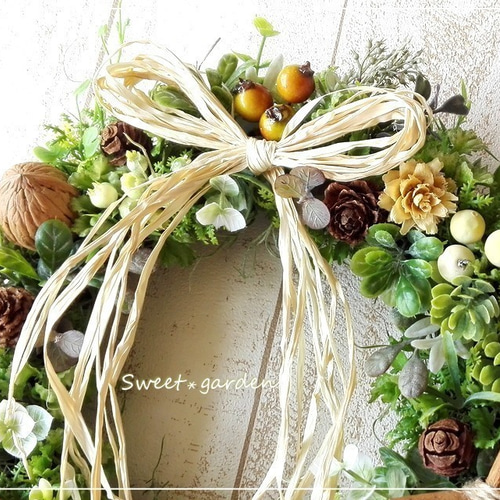 ☆Noel☆＊フラワーリース＊玄関リース　ローズとダリアのナチュラルリース ☆Noel☆様専用＊フラワーリース＊玄関リース ローズとダリアの