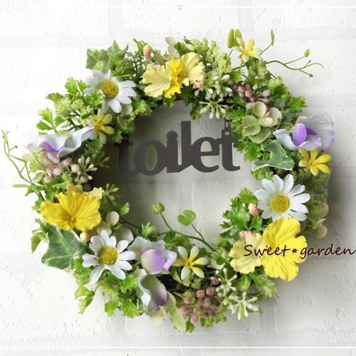 爽やかなトイレのフラワーリース（fw097）＊きれいな色のまま長く
