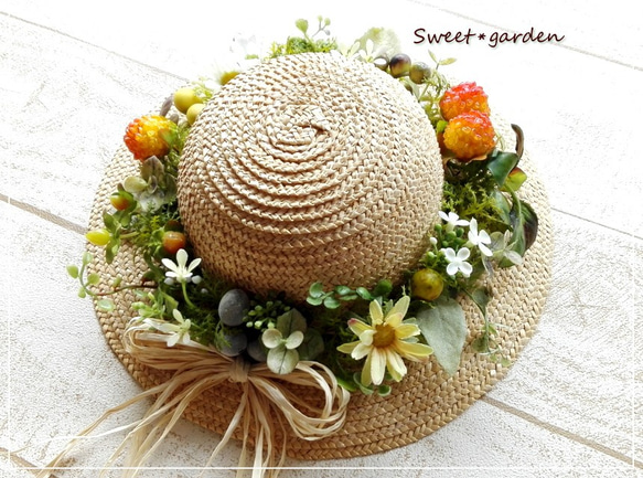 人気作家様 ぐりっこ・ブライス 帽子 ブーケ お花畑