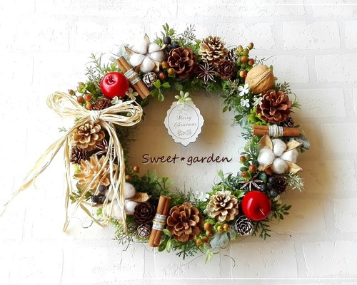 Christmas　クリスマスリース　コットンフラワー　冬　ナチュラルリース リース フラワーリース 冬 クリスマス CMナチュラルリース M