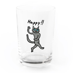 ハッピーキャット　牛乳　ビール　グラス　 猫 グレー猫  ロシアンブルー コップ　 1枚目の画像