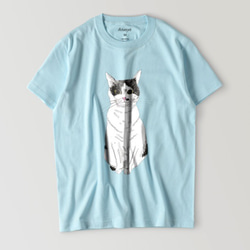 パステルカラー　Tシャツ　ユニセックス　みーこ　おすわり　Tシャツ　猫　白黒猫　ねこ　保護ねこ　 5枚目の画像