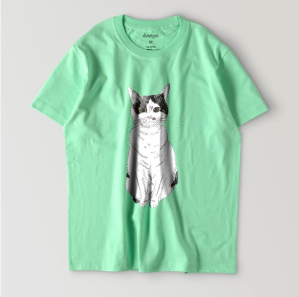 パステルカラー　Tシャツ　ユニセックス　みーこ　おすわり　Tシャツ　猫　白黒猫　ねこ　保護ねこ　 6枚目の画像