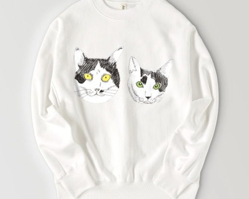 みーこてん トレーナー スウェット 白黒猫 猫 イラスト 保護猫 ホラー