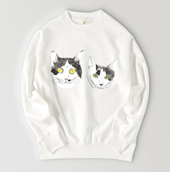みーこてん トレーナー スウェット 白黒猫 猫 イラスト 保護猫 ホラー
