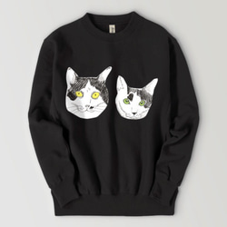 mikoten sweatshirt黑白貓貓插畫防護貓恐怖味道恐怖卡通風 第2張的照片