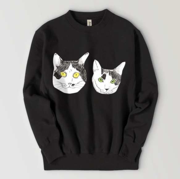 mikoten sweatshirt黑白貓貓插畫防護貓恐怖味道恐怖卡通風 第2張的照片