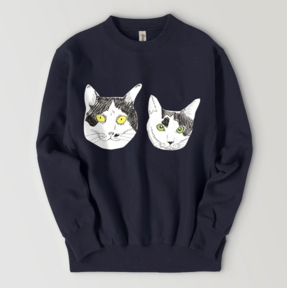 mikoten sweatshirt黑白貓貓插畫防護貓恐怖味道恐怖卡通風 第3張的照片