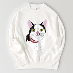 みーこ マズルぷっくり トレーナー スウェット 猫 白黒猫 ねこ 保護