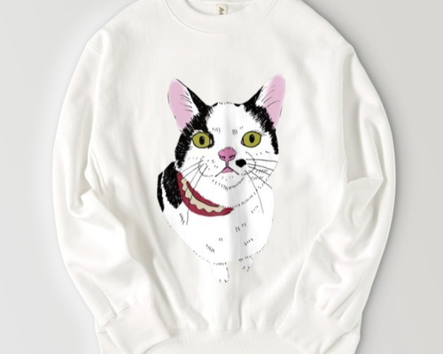 みーこ マズルぷっくり トレーナー スウェット 猫 白黒猫 ねこ 保護