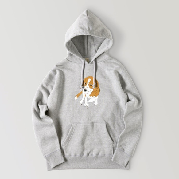 おすわり ビーグル パーカー 裏起毛 あったか 犬 イラスト ビーグル犬