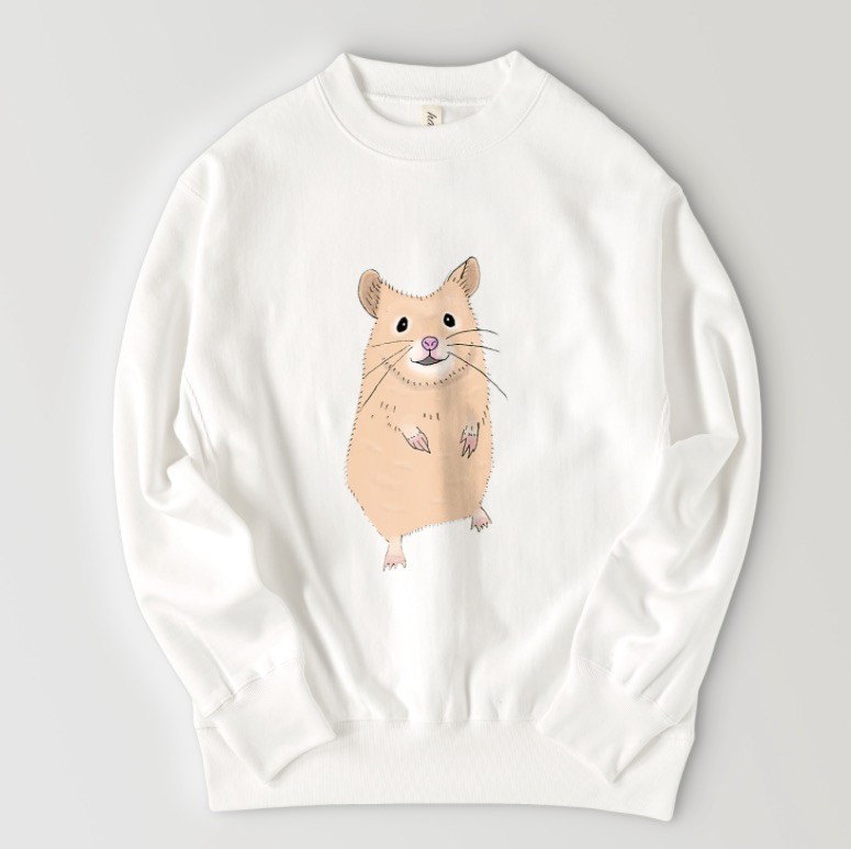 キンクマ ハムスター ゆるめ　裏起毛　あったか　スウェット　ユニセックス 金熊　ネズミ　鼠　子年 スウェット　トレーナー