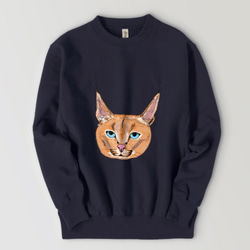 Caracal Wild Cat Felidae Illustration 男女通用寬鬆保暖羊毛內襯運動衫運動衫阿比西尼亞 第4張的照片