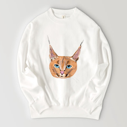 Caracal Wild Cat Felidae Illustration 男女通用寬鬆保暖羊毛內襯運動衫運動衫阿比西尼亞 第1張的照片