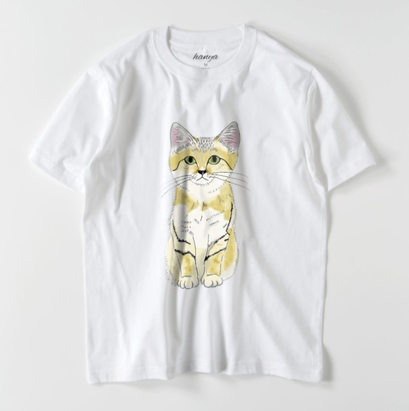 砂漠の天使　スナネコ　Tシャツ　メンズ　ゆるかわ　野生猫　ユニセックス　すなー 2枚目の画像