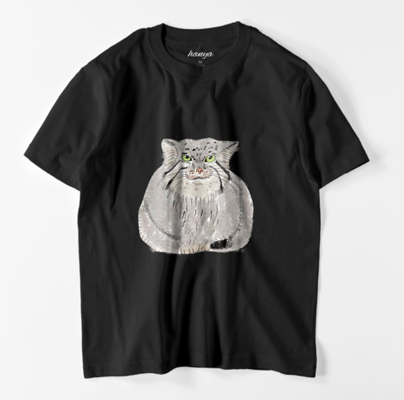 マヌルネコ　Tシャツ　メンズ　ゆるかわ　野生猫　ユニセックス　マヌル　イラスト 3枚目の画像