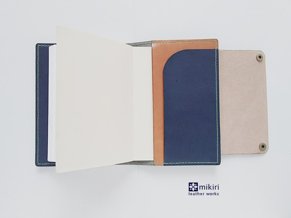 色が選べる【A6対応】バイカラーの手帳カバー（ほぼ日手帳オリジナル対応）本革　（受注製作） 5枚目の画像