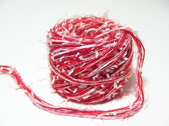 レッド×ホワイト＊②＊ラメMIX＊引き揃え糸＊30g巻 毛糸 k-knot 通販