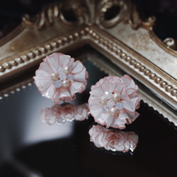 （絶版）Astrology Flowers-Pink White Resin Earrings / Ear Clips 3枚目の画像