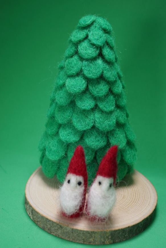 羊毛　クリスマスツリー　針山ツリー 3枚目の画像