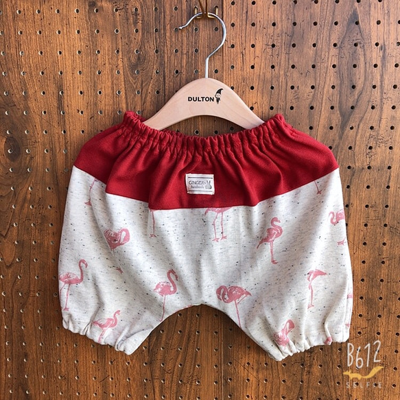 かぼちゃパンツ『 フラミンゴ×いちごレッド 』 子供服 GINGER