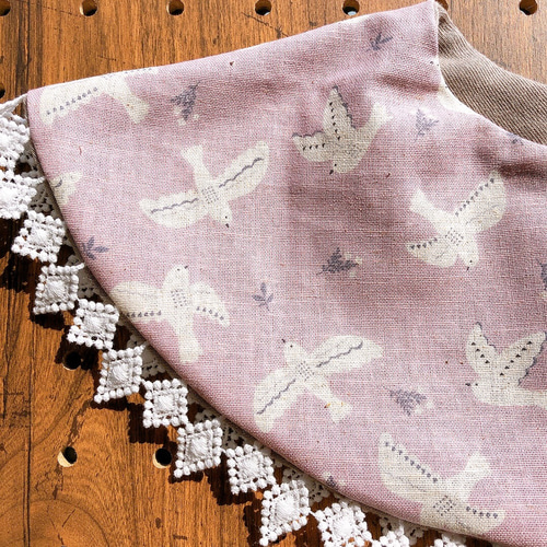 まんまるスタイ『 Cotoriくすみピンク×ブラウンときらりんレース