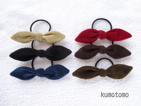 スウェード 結んだリボン or バレッタ ヘアゴム Kumatomo 通販
