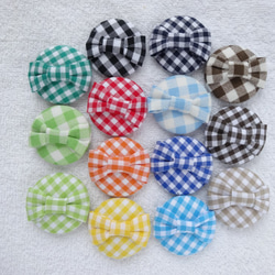 お買い得♡お揃い　チェック柄　うさみみリボン、くるみボタン　ヘアゴム 4個セット 超お買い得♡お揃い チェック柄うさみみリボン、くるみボタン ヘアゴム