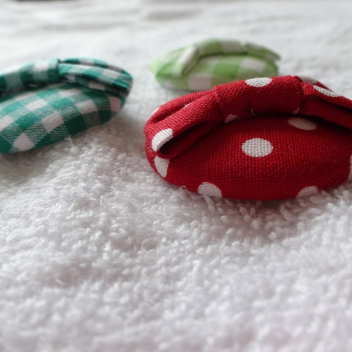 27-230くるみボタンヘアゴム てんとう虫 さくらんぼ チェック柄 27-230くるみボタンヘアゴム てんとう虫 さくらんぼ チェック柄