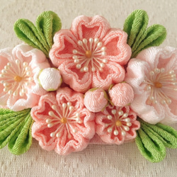 つまみ細工〉桜のバレッタ(サーモンピンクと淡桜) バレッタ PAPER MOON