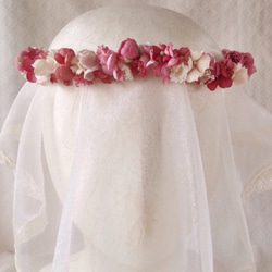 染め花の花冠（スリムタイプ、ピンク） 1枚目の画像