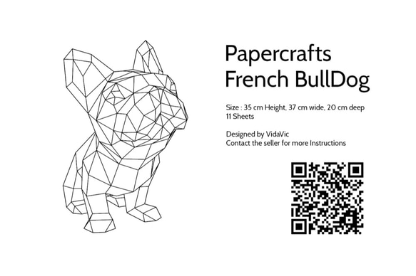 3D紙模型(紙雕, 紙藝) 好奇的法國鬥牛犬 DIY Kits 手作組合 第4張的照片