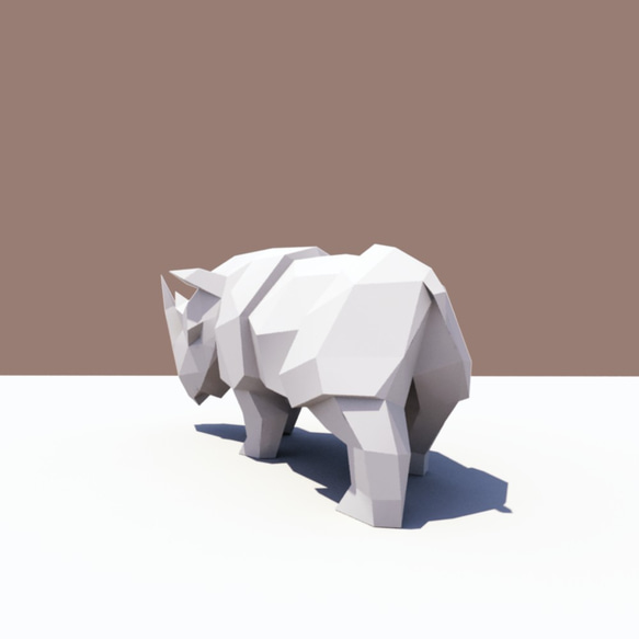 3Dペーパーモデル（ペーパー彫刻、ペーパーアート）Rhinoceros DIY Kits 2枚目の画像
