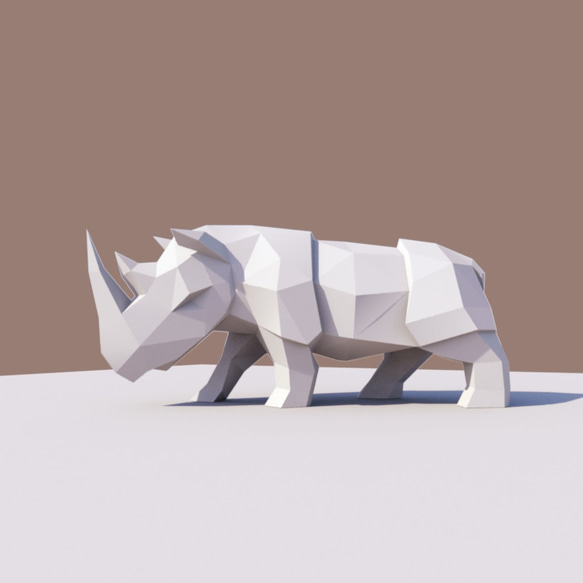 3Dペーパーモデル（ペーパー彫刻、ペーパーアート）Rhinoceros DIY Kits 3枚目の画像