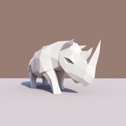 3Dペーパーモデル（ペーパー彫刻、ペーパーアート）Rhinoceros DIY Kits 4枚目の画像
