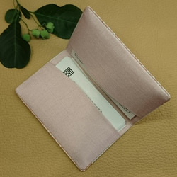 絹織物西陣織名刺・カード入れ 白地にピンク水玉　中地ピンク 4枚目の画像