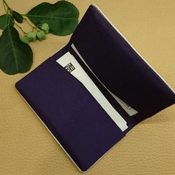 絹織物西陣織　名刺・カード入れ　まゆまろ　桜　白地　中地紫 4枚目の画像