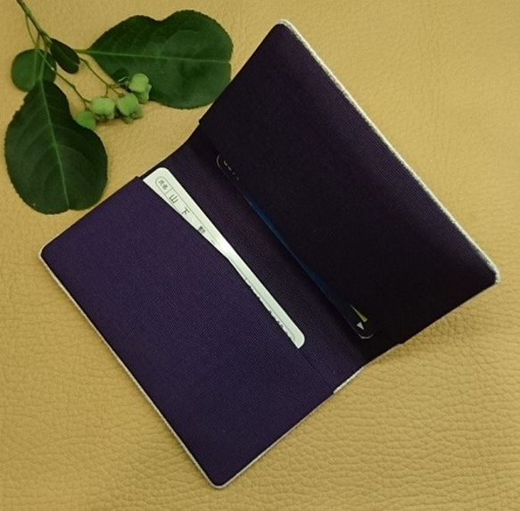 絹織物西陣織　名刺・カード入れ　まゆまろ　桜　白地　中地紫 5枚目の画像