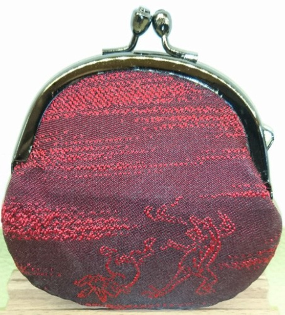 絹織物西陣織　2.6寸　鳥獣戯画金糸　裏赤 3枚目の画像