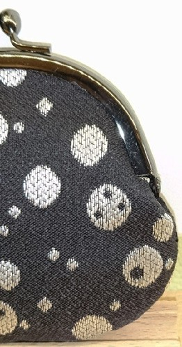 絹織物西陣織　2.6寸　銀糸ドット　裏黒 1枚目の画像