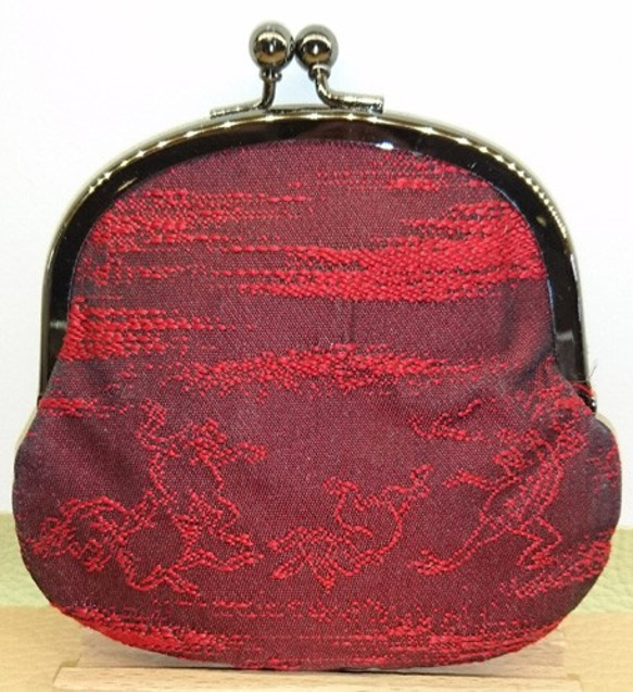 絹織物西陣織　3.3寸　鳥獣戯画銀糸　裏赤 3枚目の画像