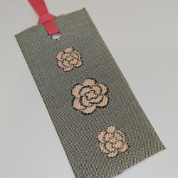 絹織物西陣織しおり　お花（グレー地） 2枚目の画像