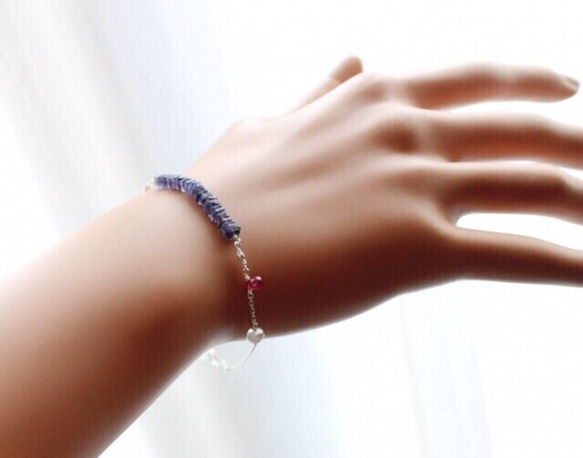 アイオライト*ルベライトのsilverbracelet*** 4枚目の画像