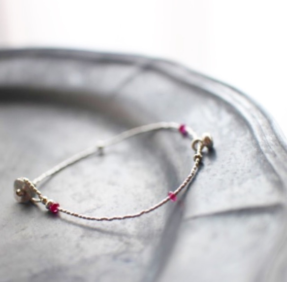 ruby＊pyrite＊silverbracelet 2枚目の画像