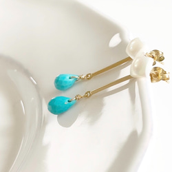 pearl*arizona turquoise*pierce 1枚目の画像