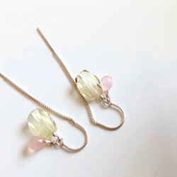 lemon quartz*pink chalcedony*pierce 2枚目の画像