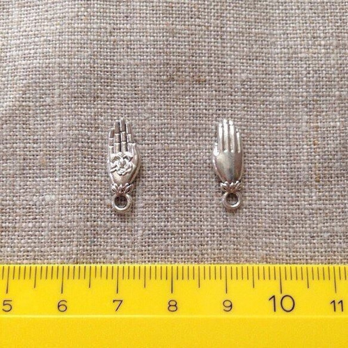 150204：12コ 手の形のチャーム 銀古美 アンティークシルバー チャーム  